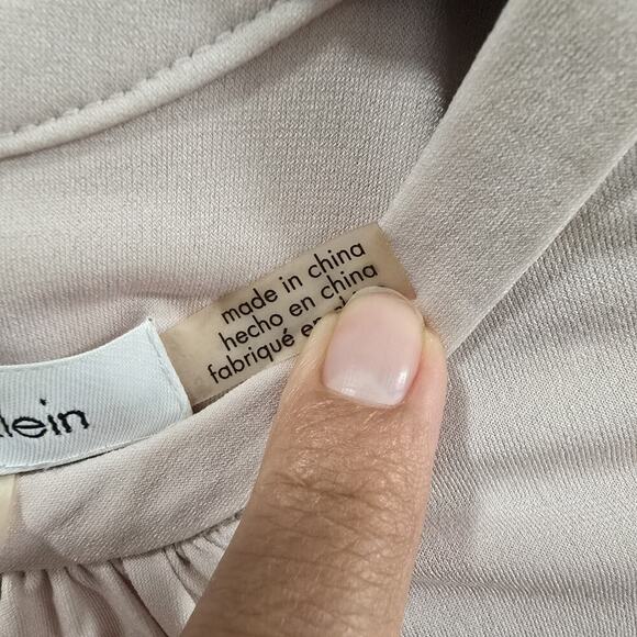 Calvin Klein Animal Print Blouse Womens Long Sleeve Draped Front Top Casual S - Picture 11 of 14